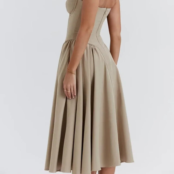 Khaki Midi Dresses Elegant