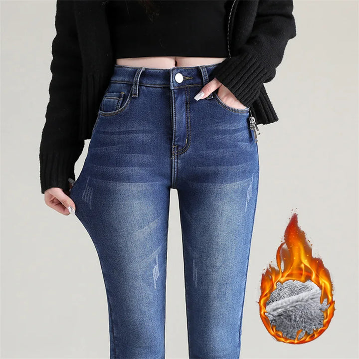 Women Thermal Jeans  Plush Skinny